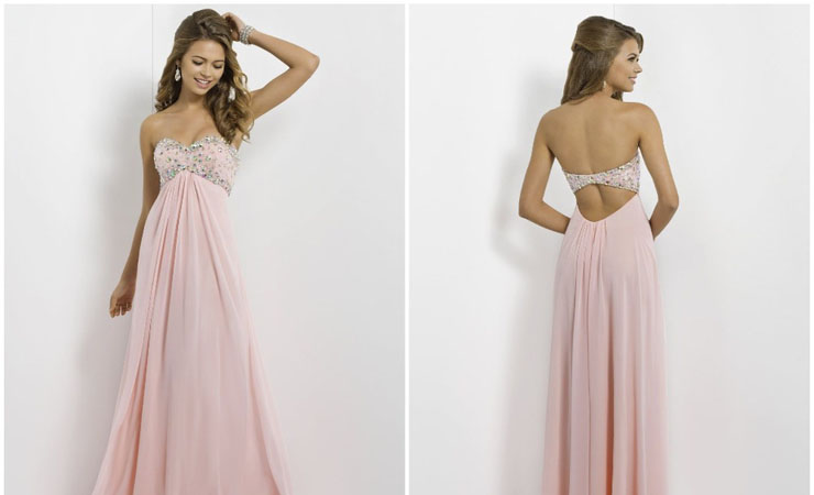 One-of-a-kind A-line Pink Prom Dress with Elaborate Illusion Neckline by Sherri Hill