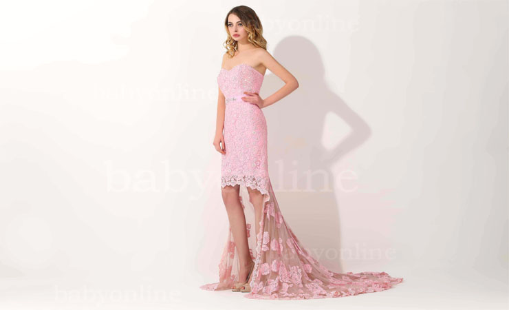 Strapless Sparkling Pink Prom Dress by Mori Lee Vizcaya